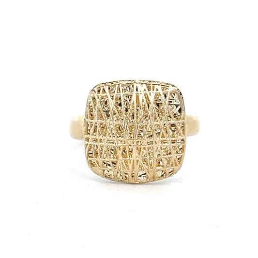 14K Gold Square Sparkling Ring