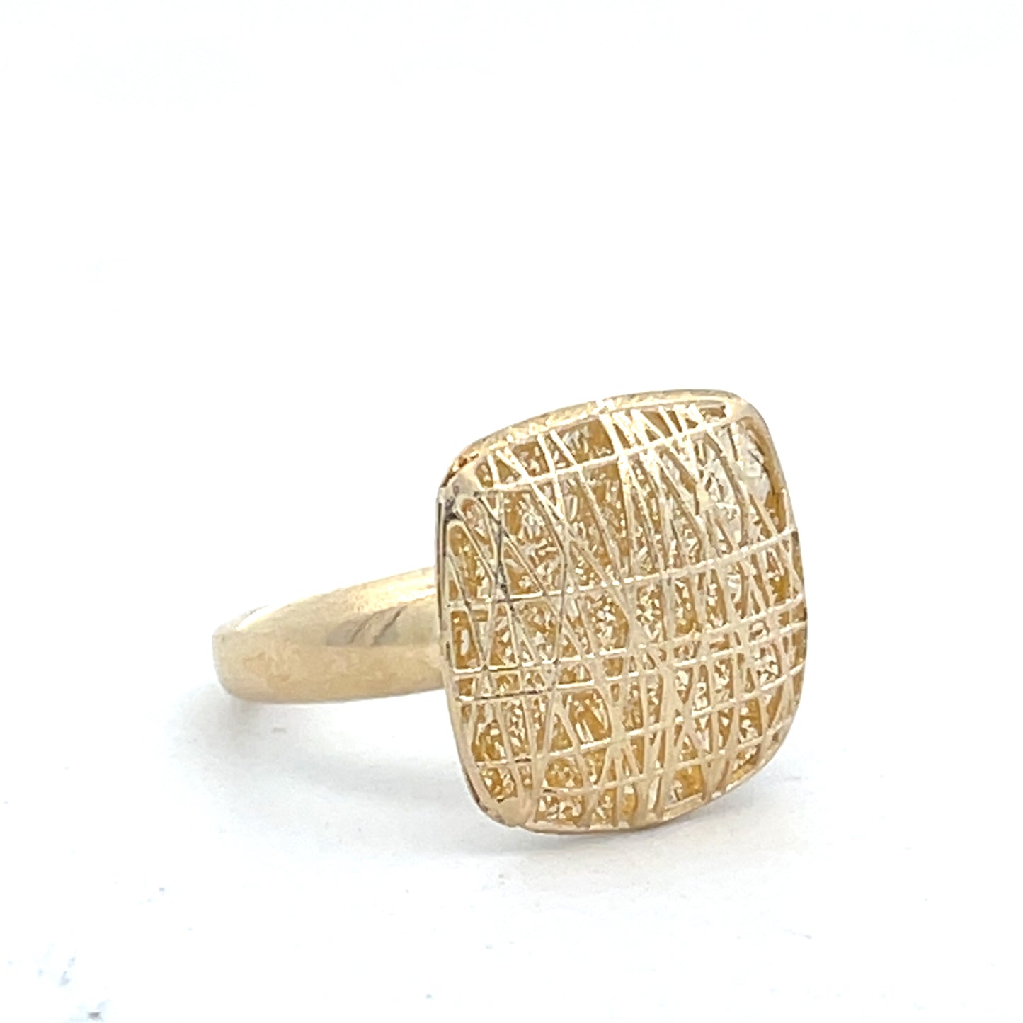 14K Gold Square Sparkling Ring