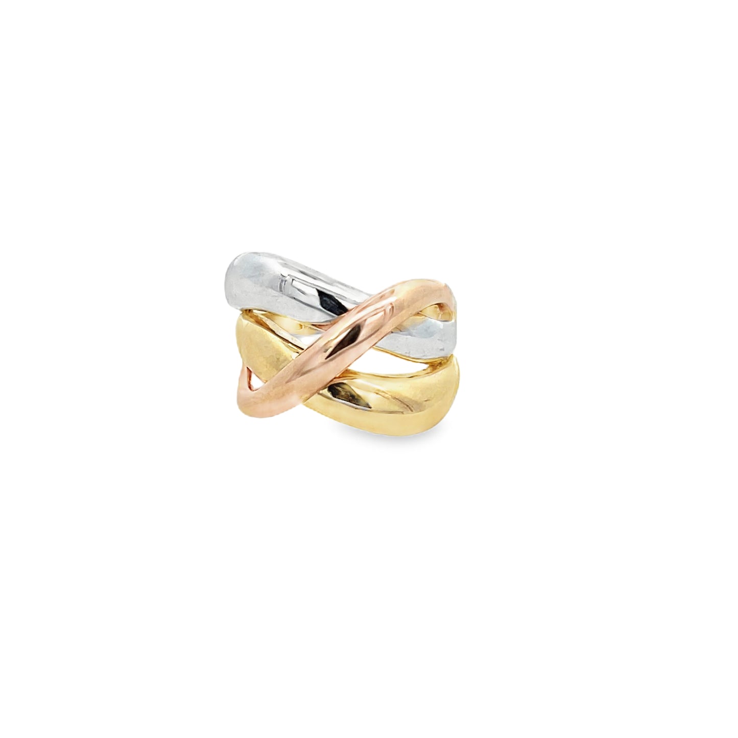 14K Gold 3 Tone Intertwined Ring