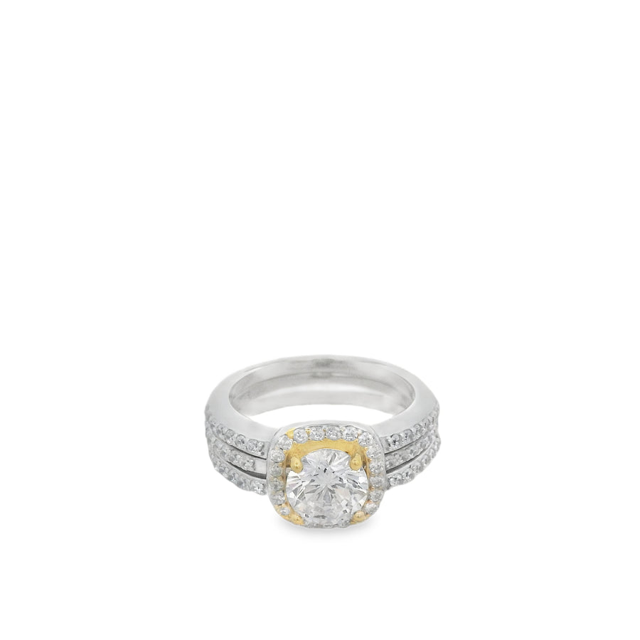 Suspiria Wedding Ring Round Insert 925, 2 Tones CZ