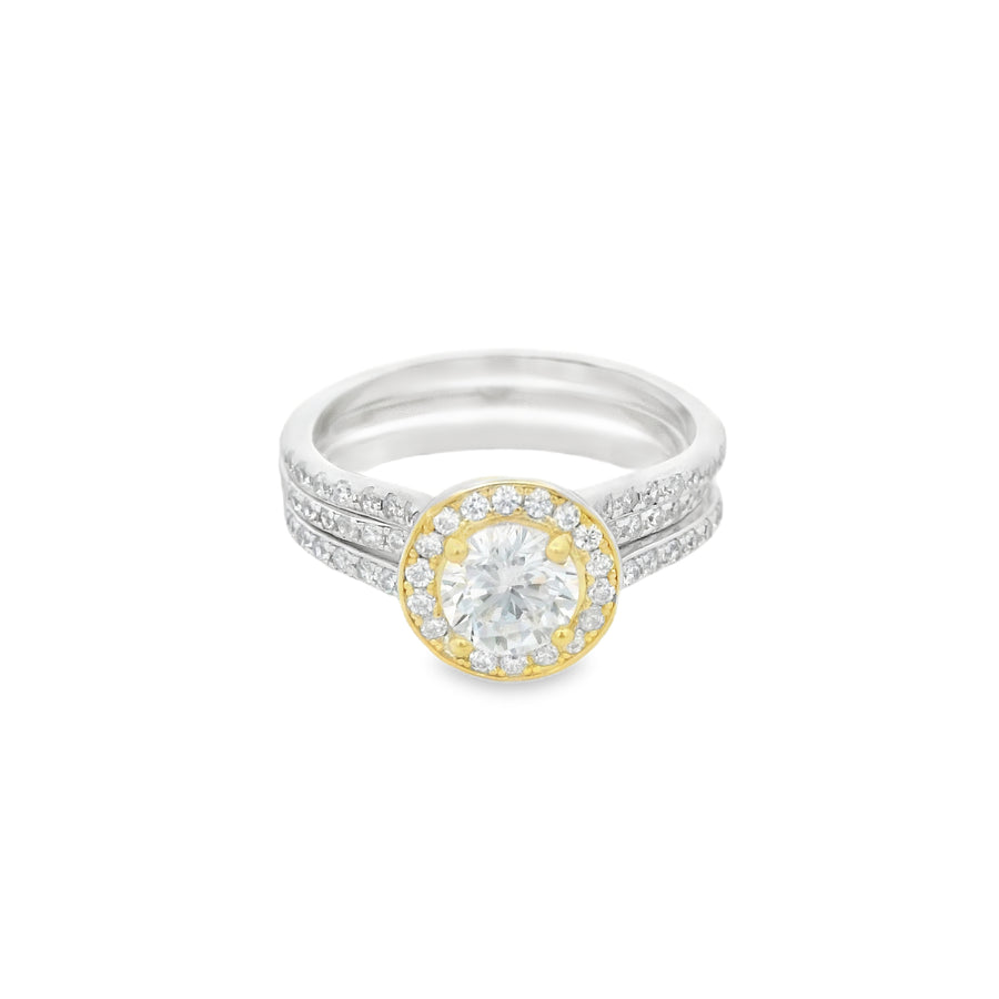 Suspiria Wedding Ring Round Insert 925, 2 Tones CZ