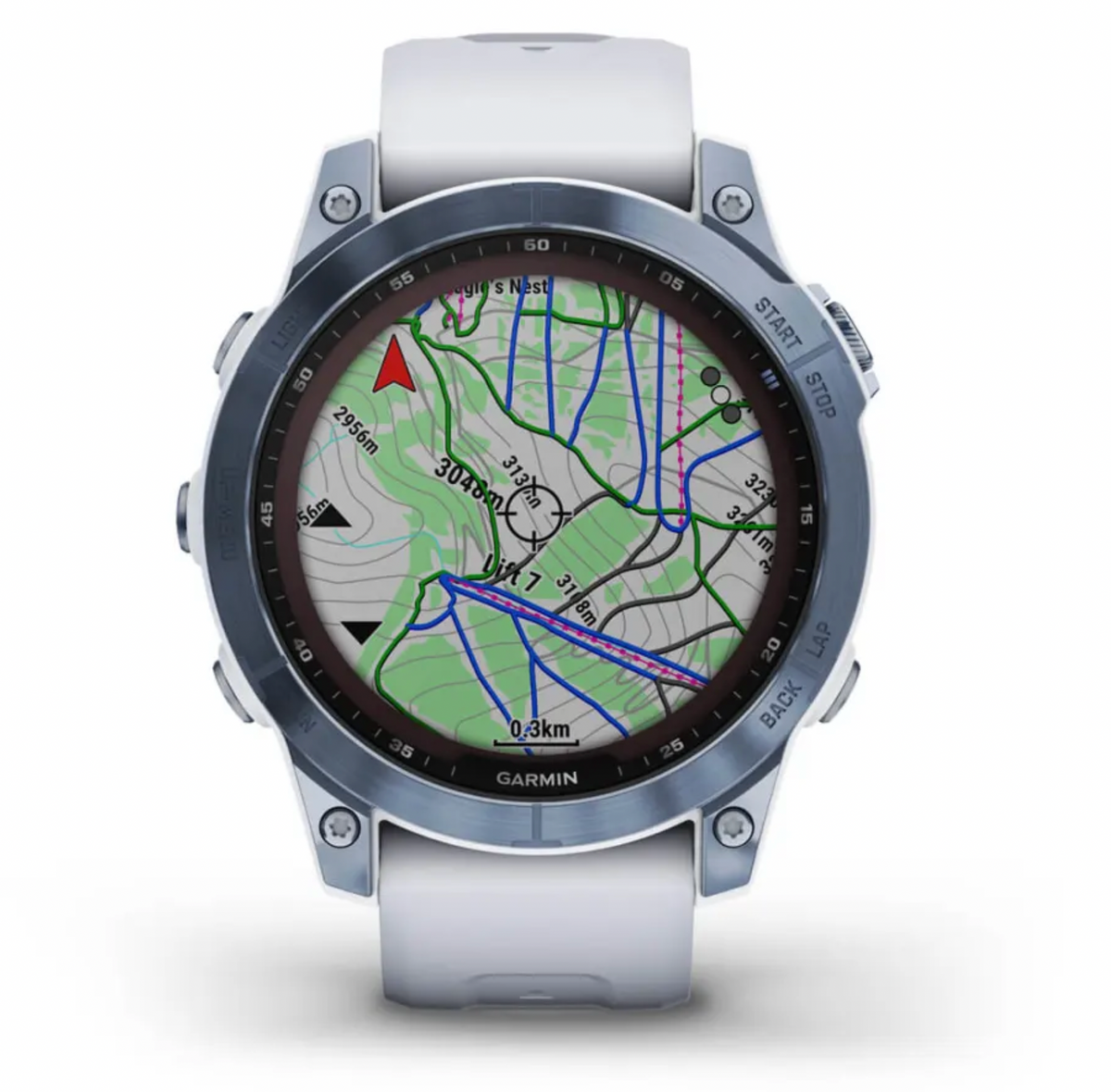 Fēnix® 7 – Sapphire Solar Edition Mineral Blue Titanium with Whitestone Band | Garmin | Luby 