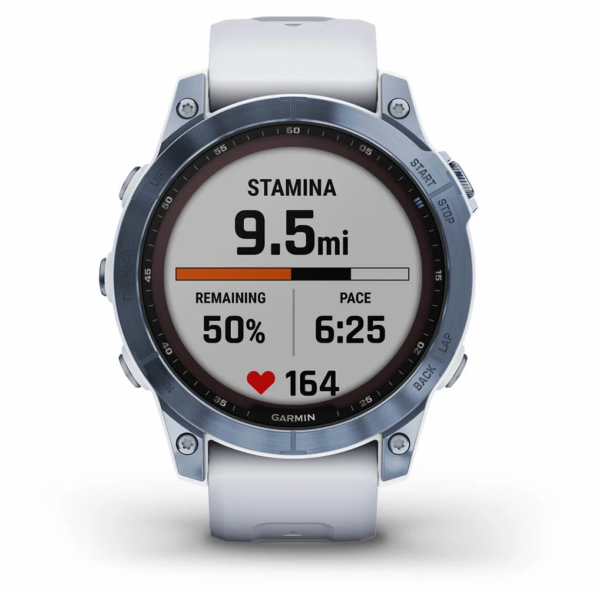 Fēnix® 7 – Sapphire Solar Edition Mineral Blue Titanium with Whitestone Band | Garmin | Luby 