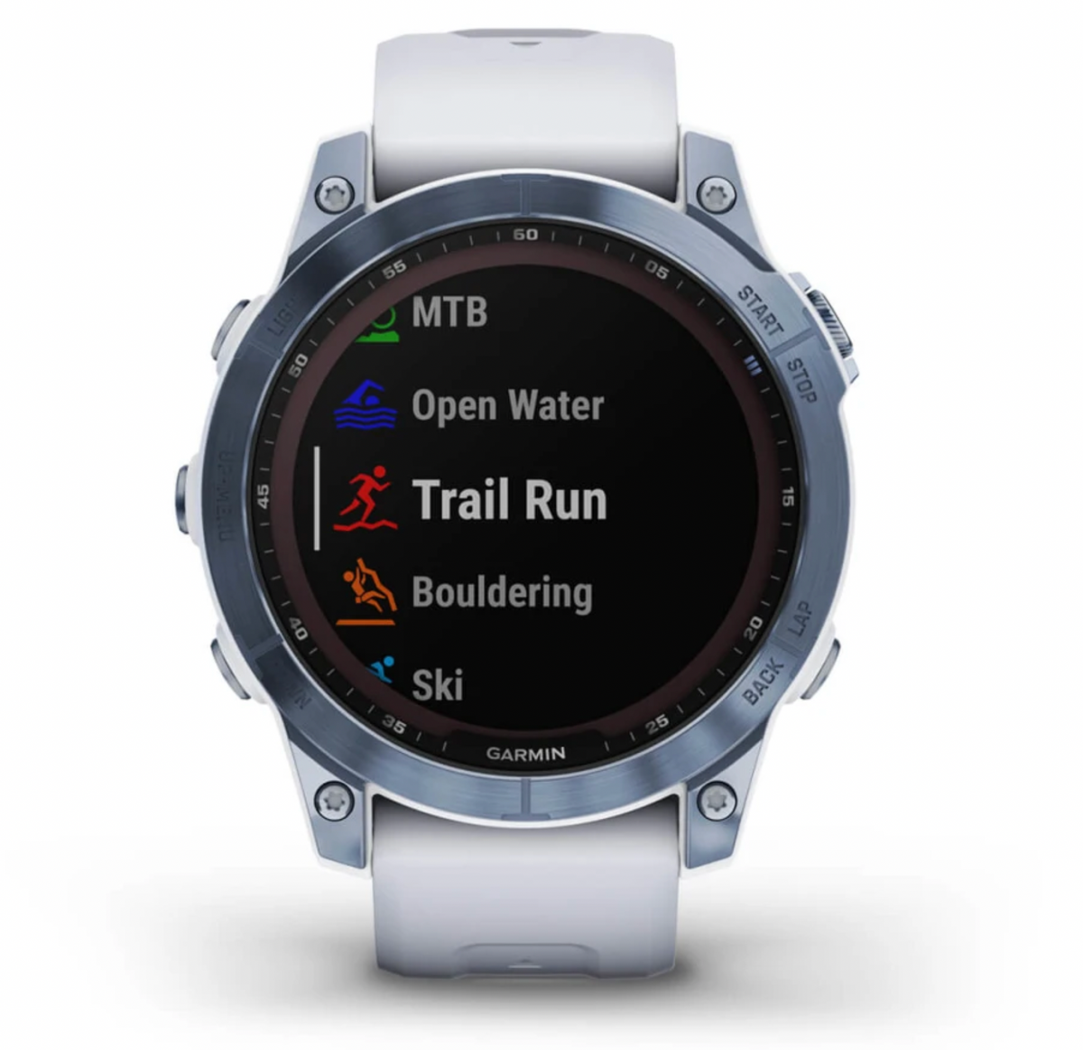 Fēnix® 7 – Sapphire Solar Edition Mineral Blue Titanium with Whitestone Band | Garmin | Luby 