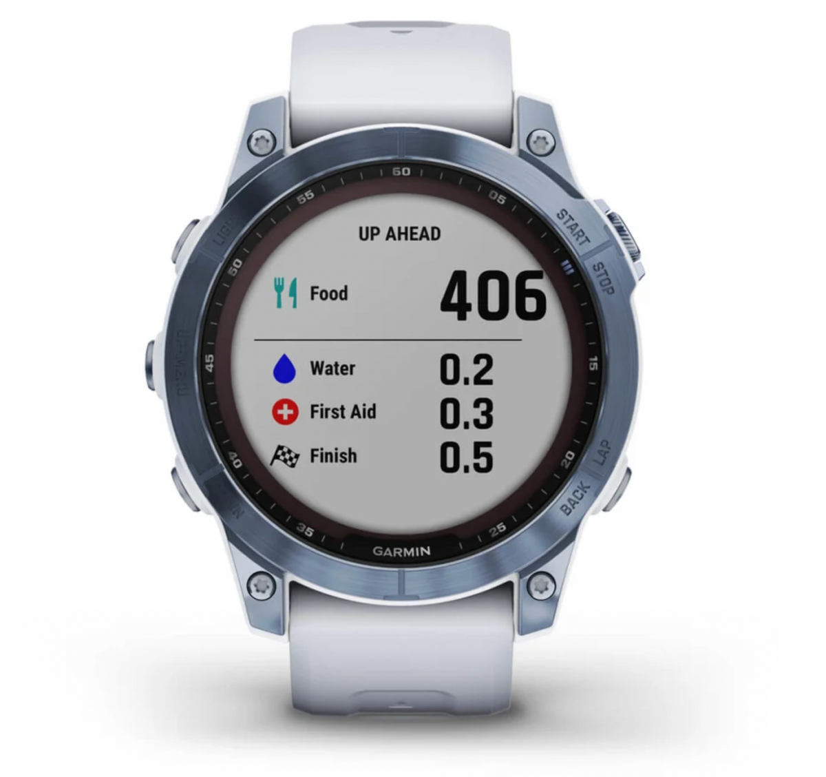 Fēnix® 7 – Sapphire Solar Edition Mineral Blue Titanium with Whitestone Band | Garmin | Luby 