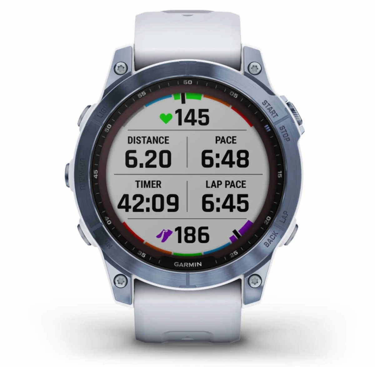 Fēnix® 7 – Sapphire Solar Edition Mineral Blue Titanium with Whitestone Band | Garmin | Luby 