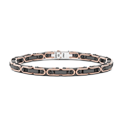 Zancan 18K Rose Gold and Black Ceramic Square Byzantine | Zancan | Luby 