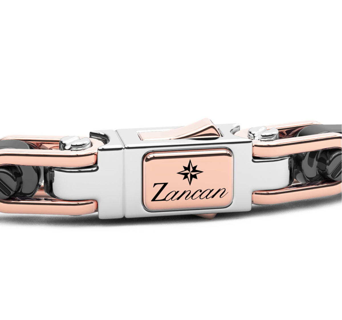 Zancan 18K Rose Gold and Black Ceramic Square Byzantine | Zancan | Luby 