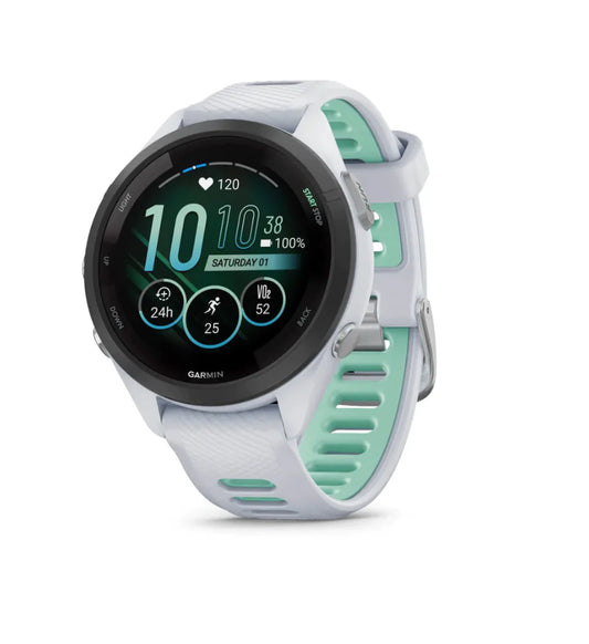 Forerunner® 265S Black Bezel with Whitestone Case and Whitestone/Neo Tropic Silicone Band | Garmin | Luby 