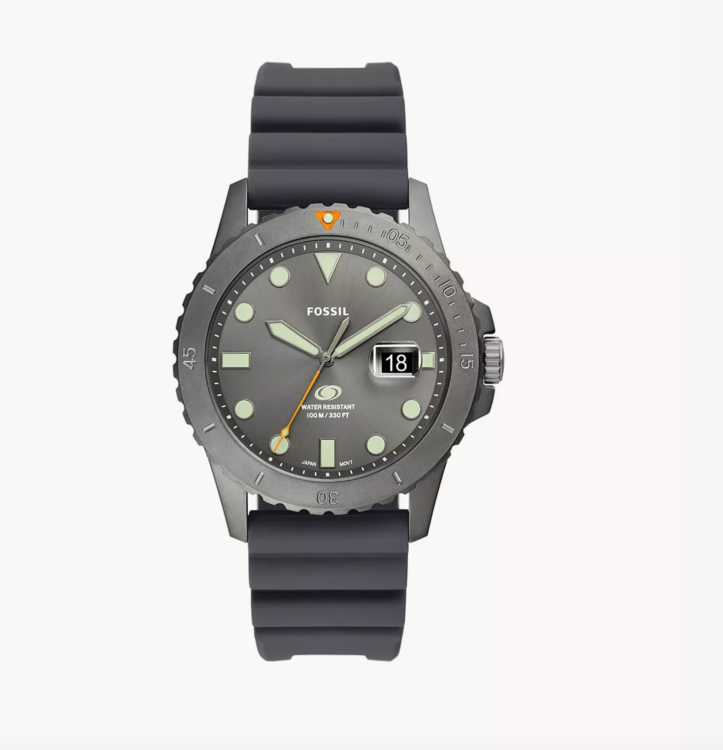 Fossil Blue Dive Three-Hand Date Gray Silicone Watch | Fossil | Luby 
