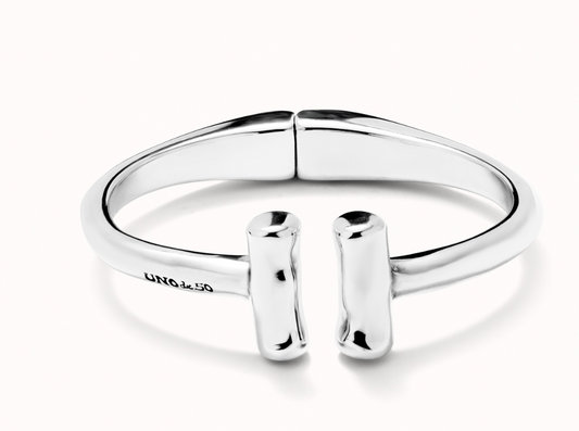 Rigid sterling silver-plated bracelet with two tubes at the ends | Uno de 50 | Luby 
