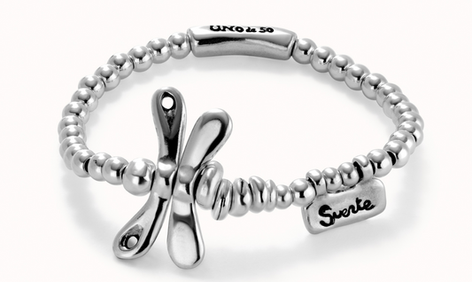 Elastic bracelet with sterling silver-plated dragonfly | Uno de 50 | Luby 