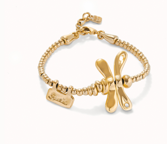 Elastic bracelet with 18K gold-plated dragonfly | Uno de 50 | Luby 