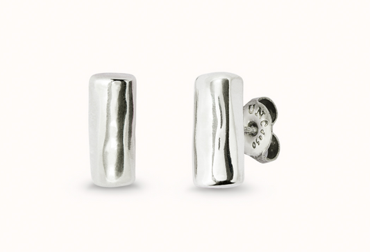 Sterling silver-plated tube-shaped earrings