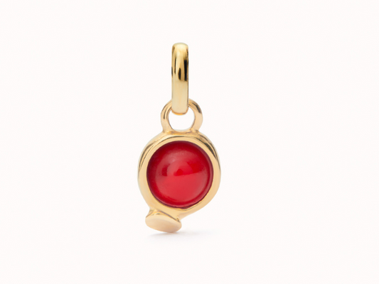 18K gold-plated charm with red stone