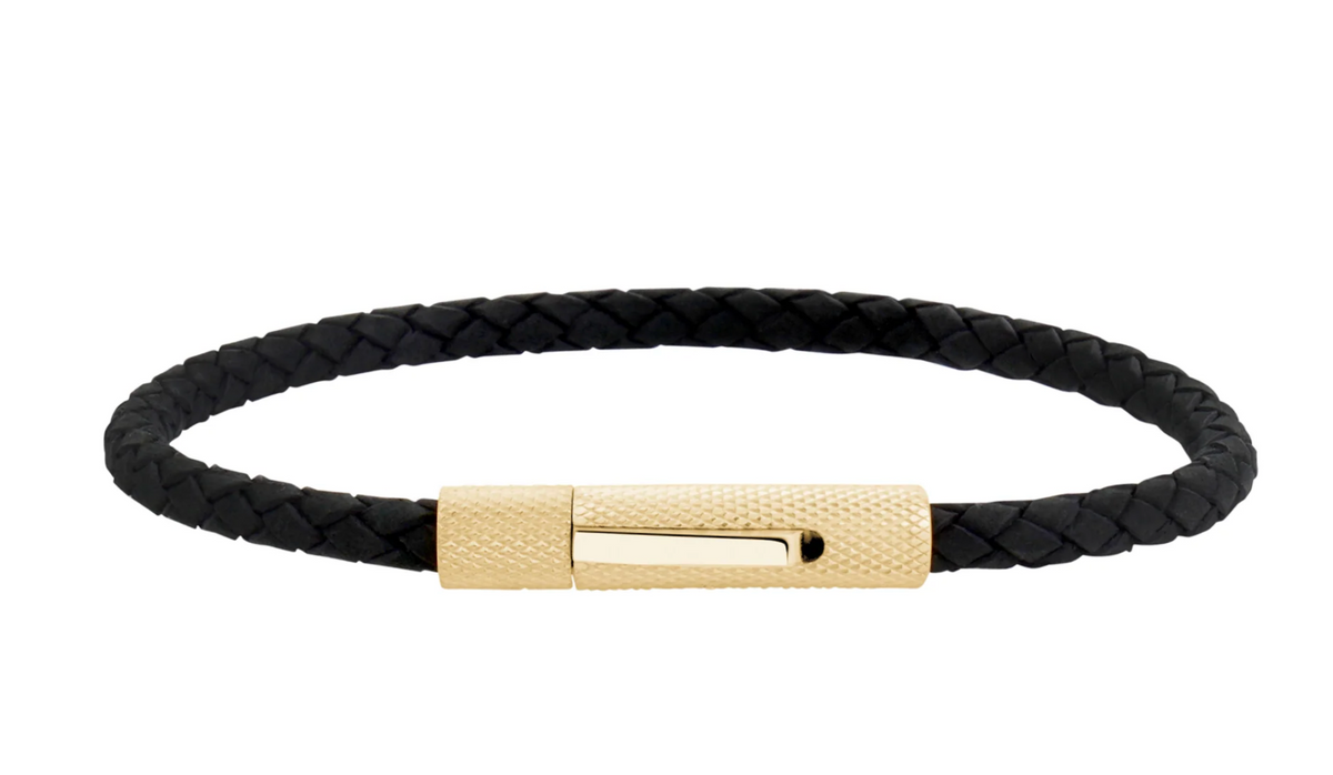 SLIM LEATHER BRACELET W/ TEXTURED CLASP (4MM) | ARZ Steel | Luby 