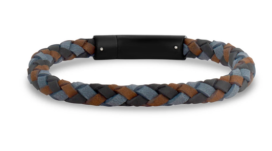 TRI-COLOR WOVEN LEATHER BRACELET (6MM)