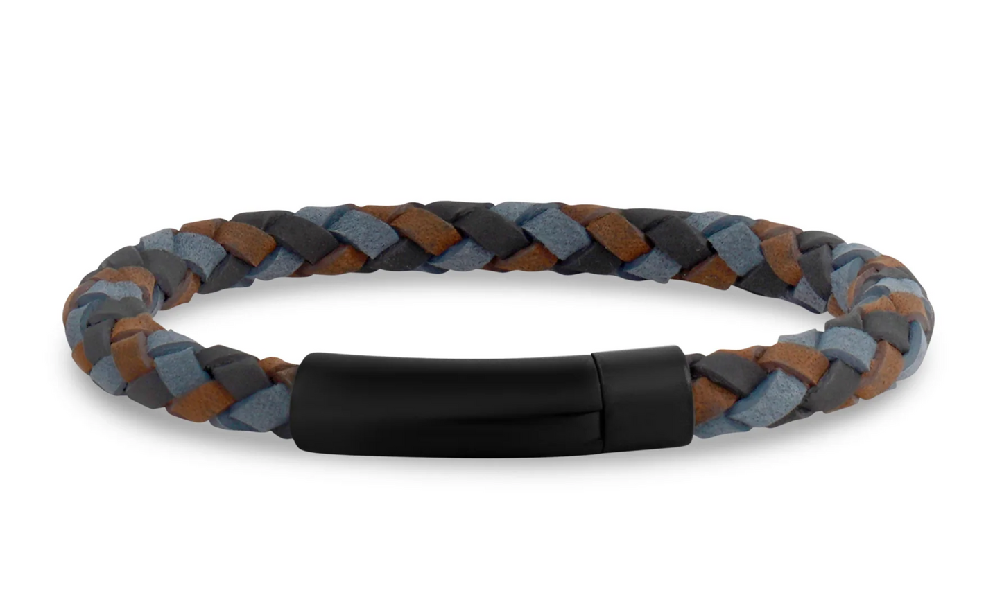 TRI-COLOR WOVEN LEATHER BRACELET (6MM)