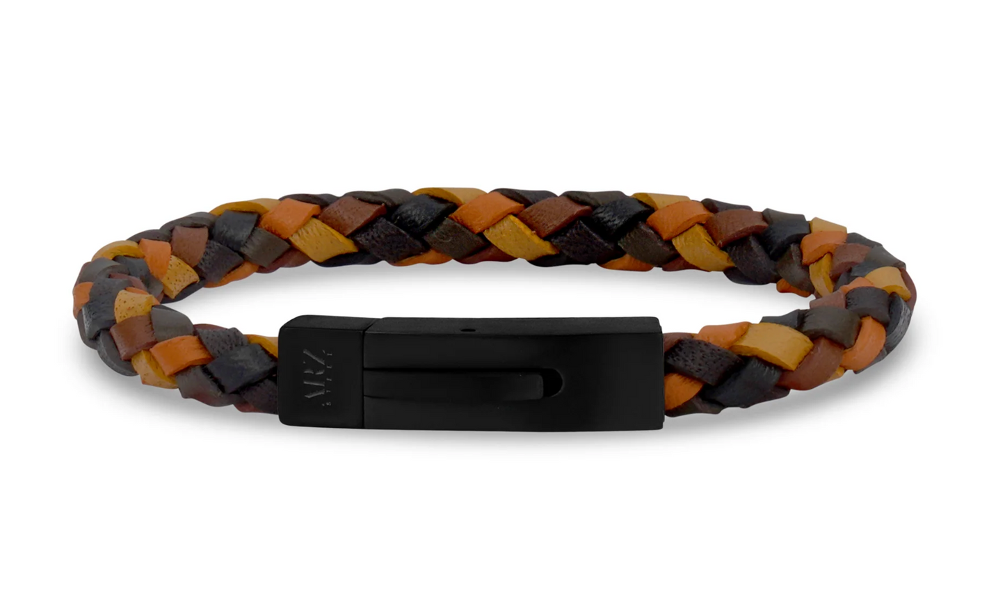 BROWN MIX WOVEN LEATHER BRACELET (6MM)