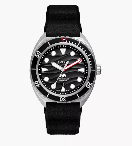 Breaker Three-Hand Date Black Silicone Watch