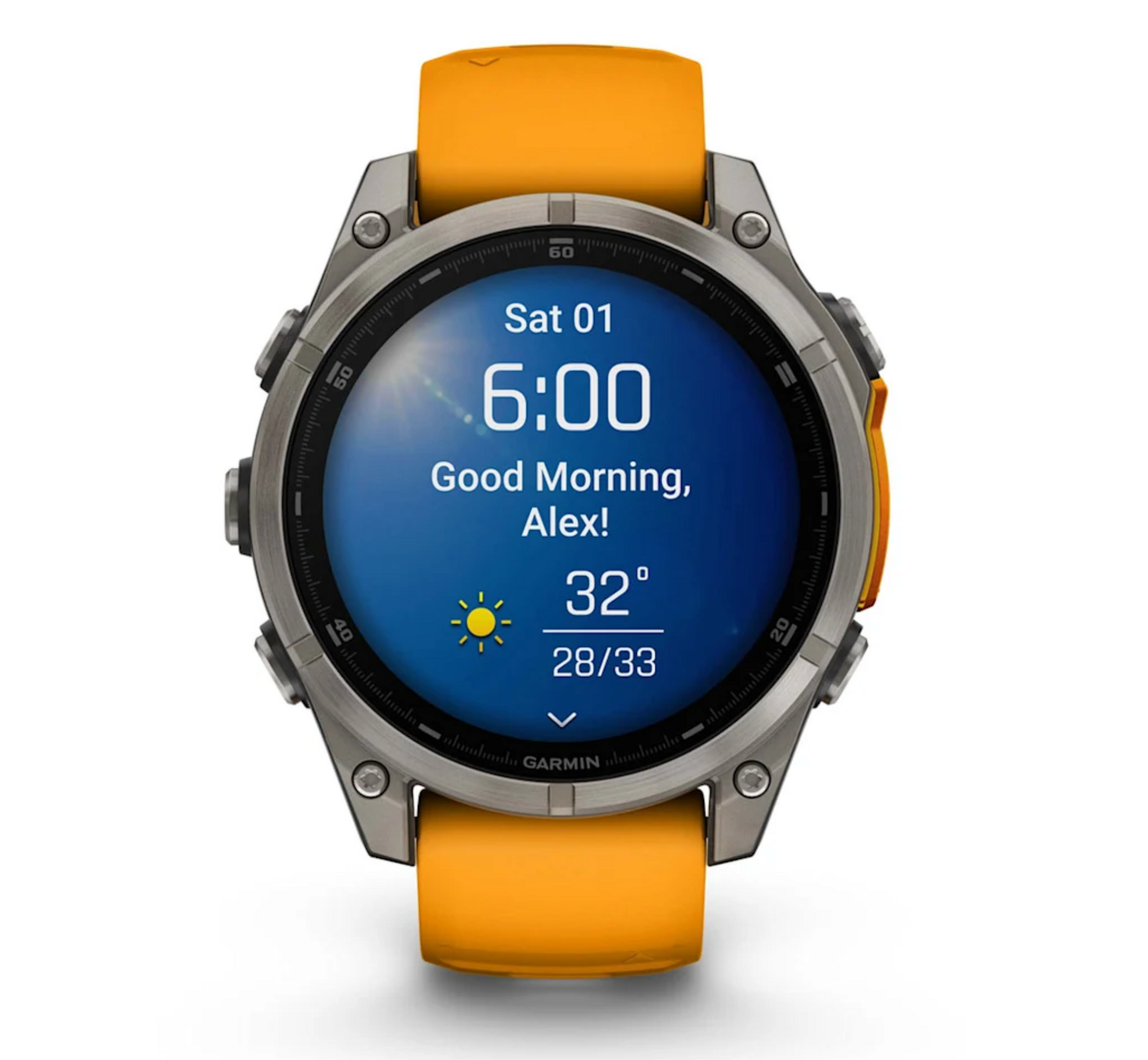fēnix® 8 – 47 mm, AMOLED Sapphire, Titanium with Spark Orange/Graphite Silicone Band | Garmin | Luby 