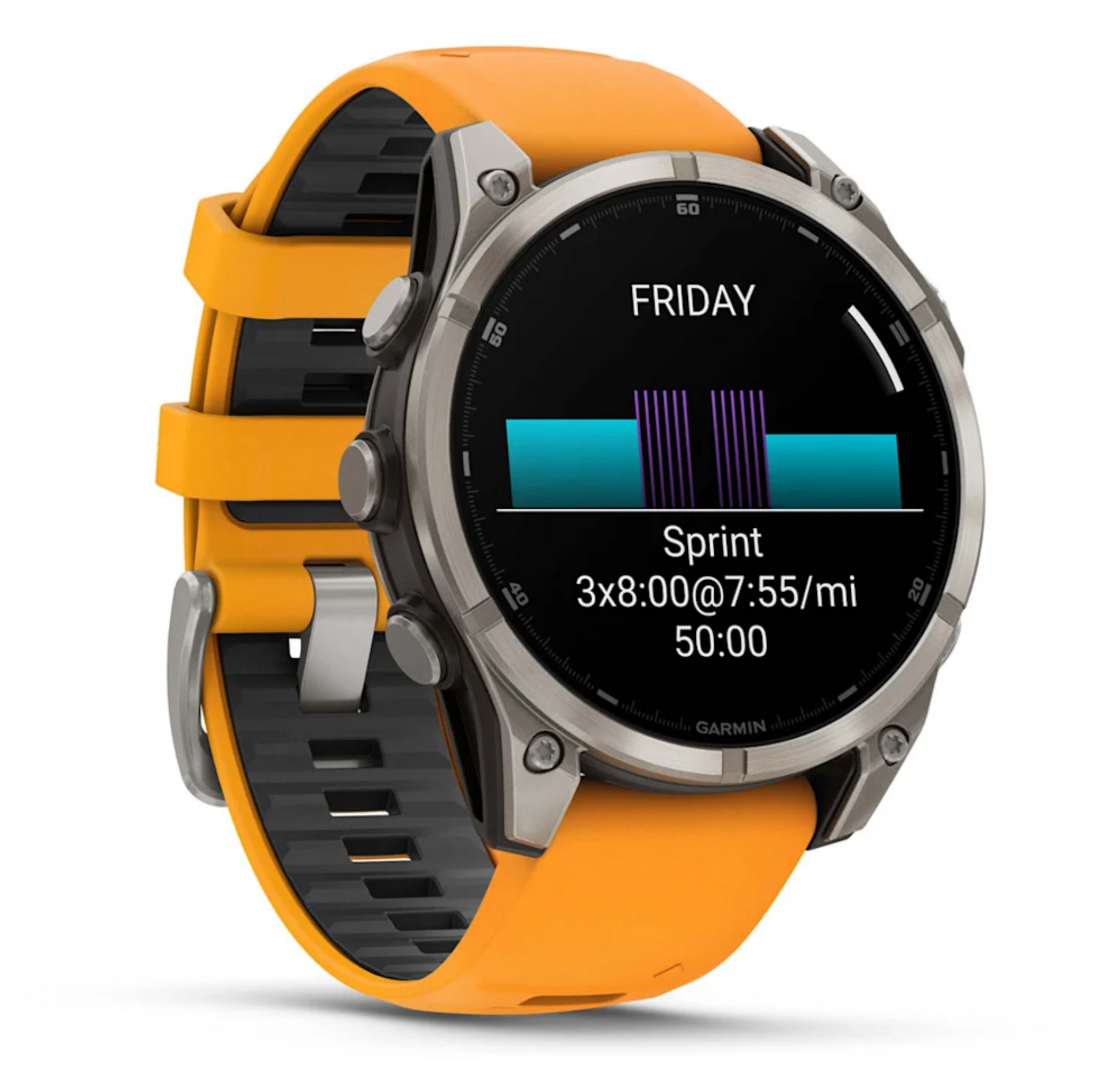 fēnix® 8 – 47 mm, AMOLED Sapphire, Titanium with Spark Orange/Graphite Silicone Band | Garmin | Luby 