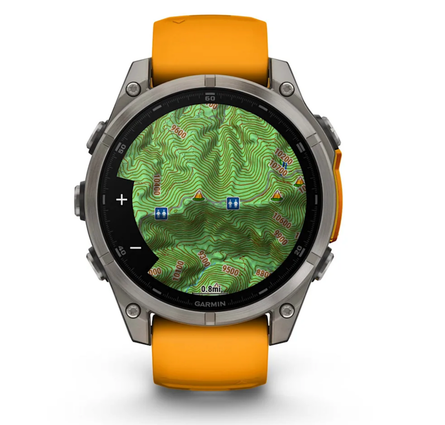 fēnix® 8 – 47 mm, AMOLED Sapphire, Titanium with Spark Orange/Graphite Silicone Band | Garmin | Luby 