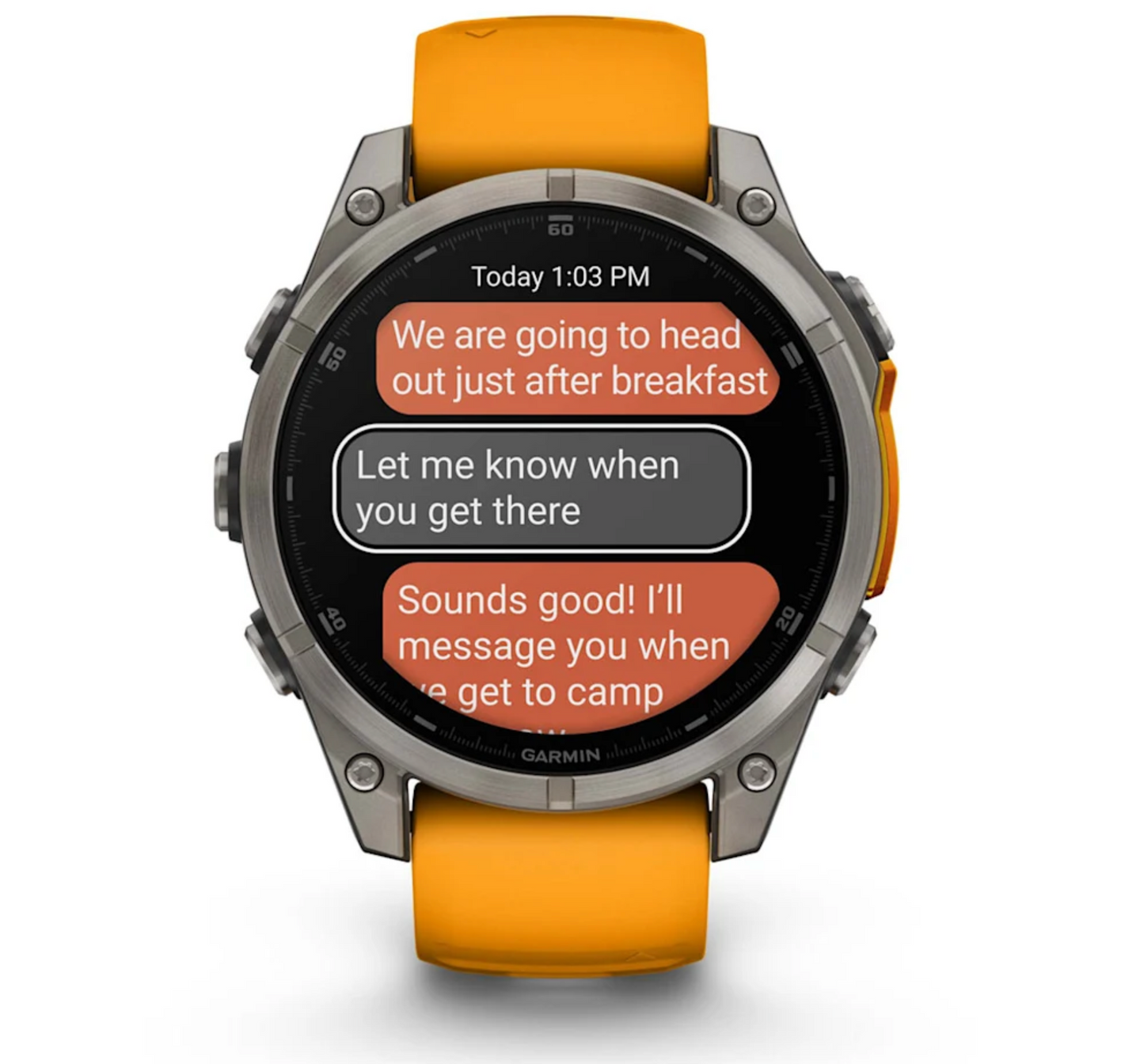 fēnix® 8 – 47 mm, AMOLED Sapphire, Titanium with Spark Orange/Graphite Silicone Band | Garmin | Luby 