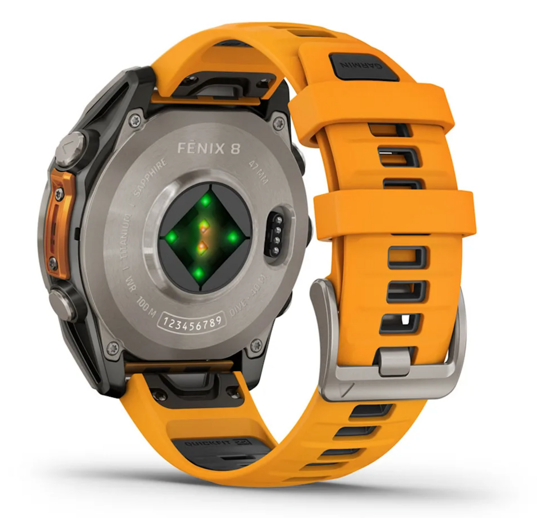 fēnix® 8 – 47 mm, AMOLED Sapphire, Titanium with Spark Orange/Graphite Silicone Band | Garmin | Luby 