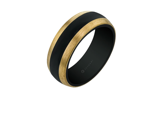 Zeghani 14k Rose Gold and Carbon Fiber Band