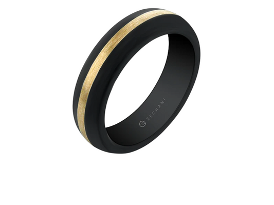 Zeghani 14k Rose Gold and Carbon Fiber Band