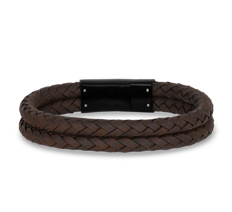 DOUBLE ROW BROWN LEATHER BRACELET | ARZ Steel | Luby 