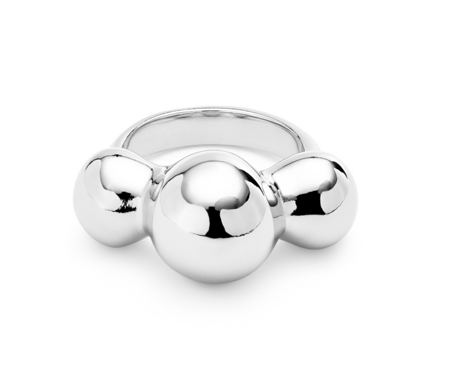 Ser Intrepida Three Bubble-Shaped Beads of Different Sizes Ring