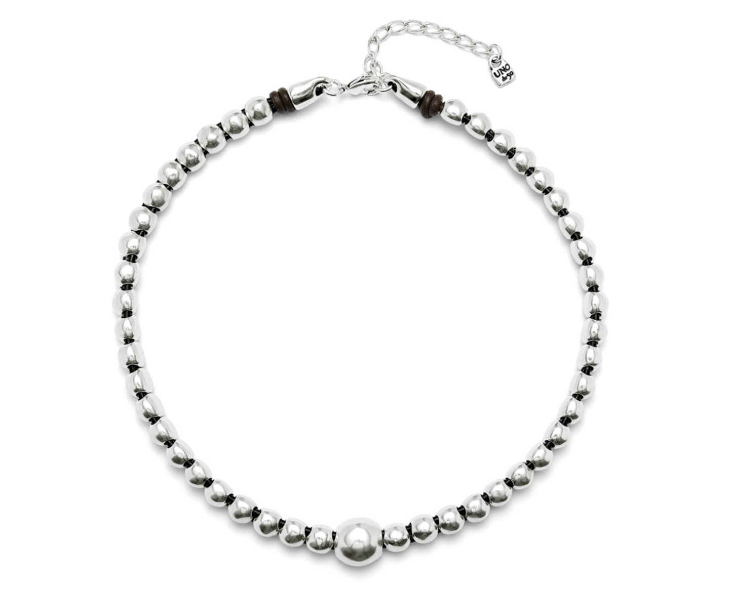 Ser Intrepida Sterling silver-plated bead pendant with larger central bead | Uno de 50 | Luby 