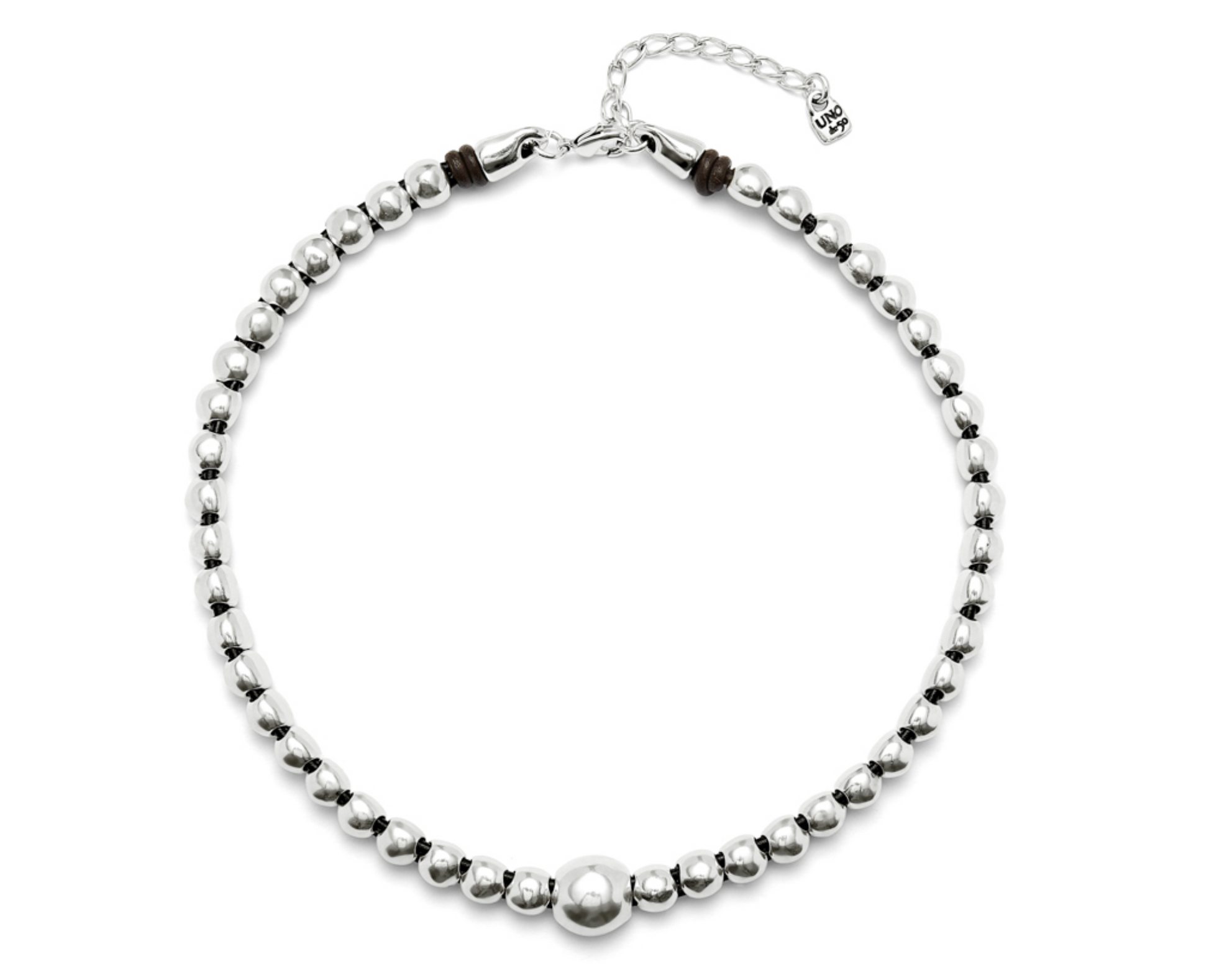 Ser Intrepida Sterling silver-plated bead pendant with larger central bead | Uno de 50 | Luby 