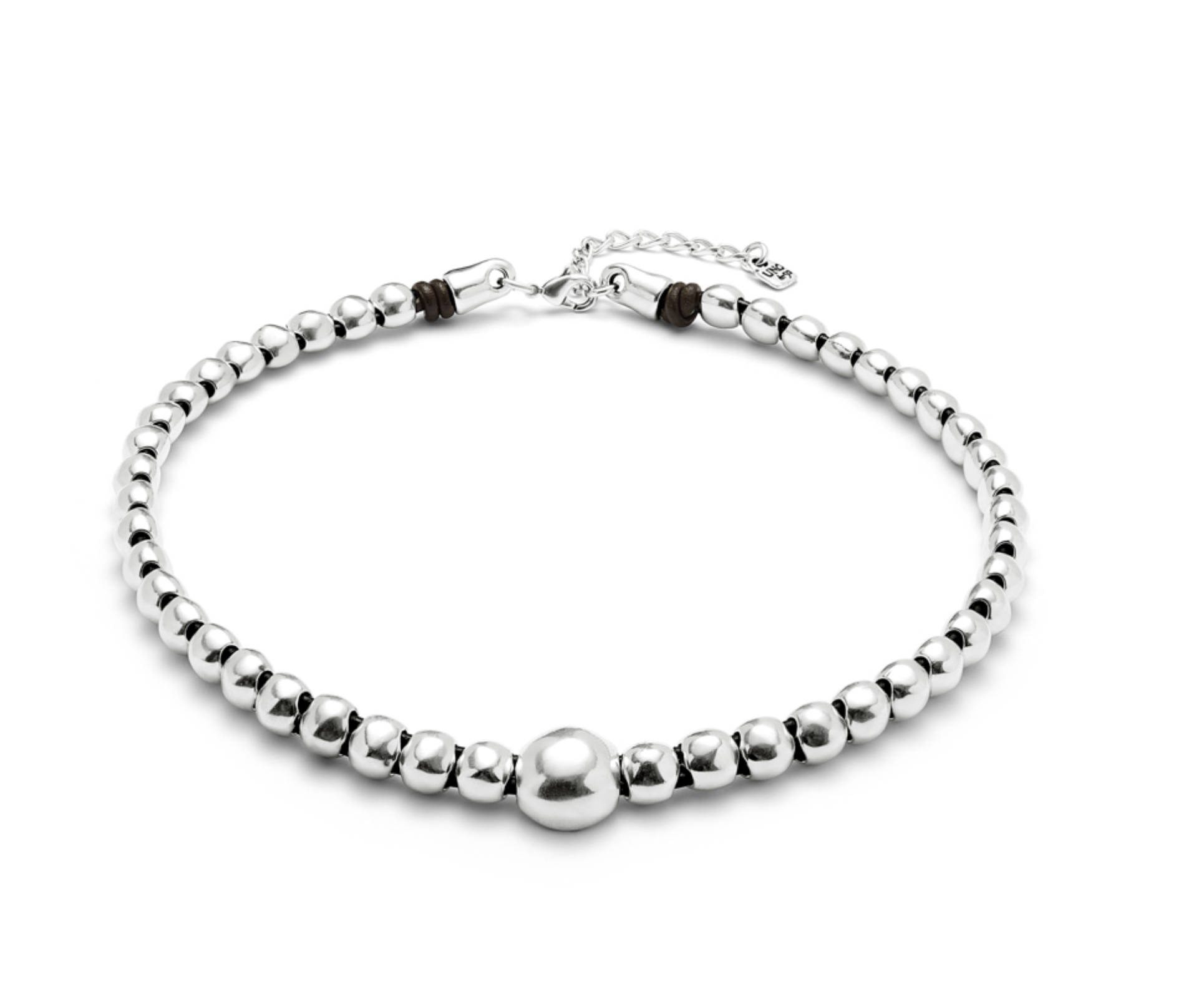 Ser Intrepida Sterling silver-plated bead pendant with larger central bead | Uno de 50 | Luby 