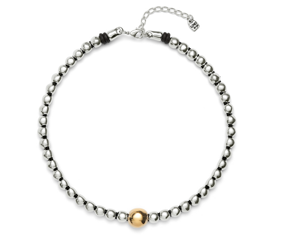 Ser Intrepida 18k Gold-Plated Bead Pendant with Larger Central Bead | Uno de 50 | Luby 