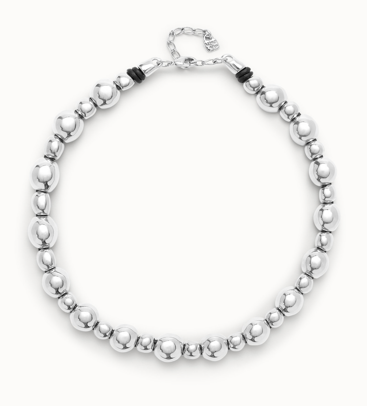 Ser Intrepida Sterling silver-plated bead  in Two Different Sizes Necklace | Uno de 50 | Luby 