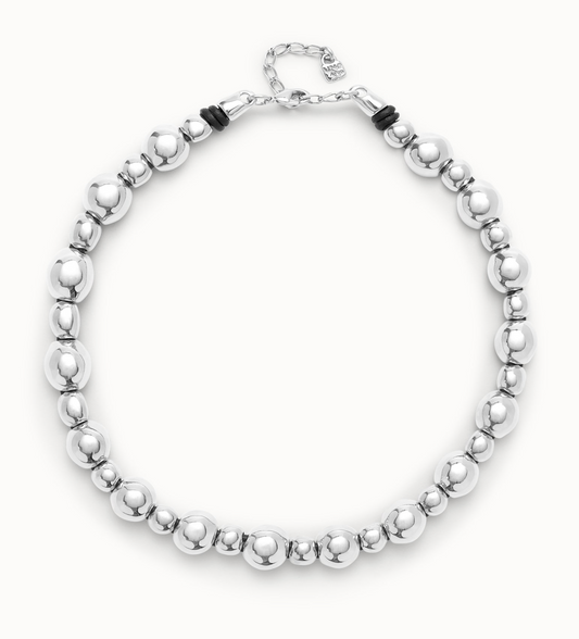 Ser Intrepida Sterling silver-plated bead  in Two Different Sizes Necklace