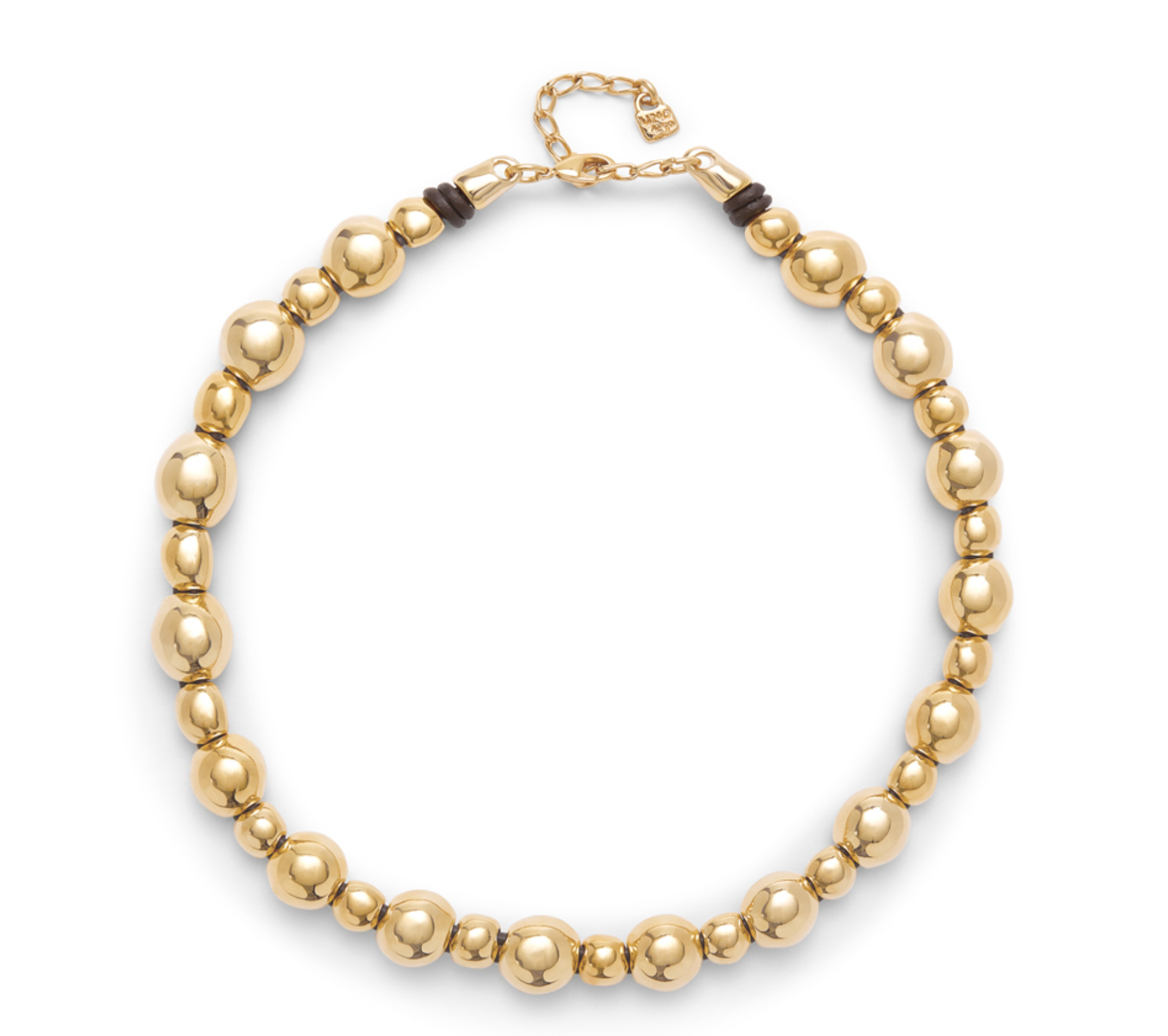Ser Intrepida 18K Gold Plated Bead in Two Different Size Necklace | Uno de 50 | Luby 