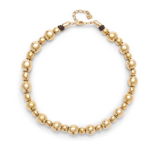 Ser Intrepida 18K Gold Plated Bead in Two Different Size Necklace