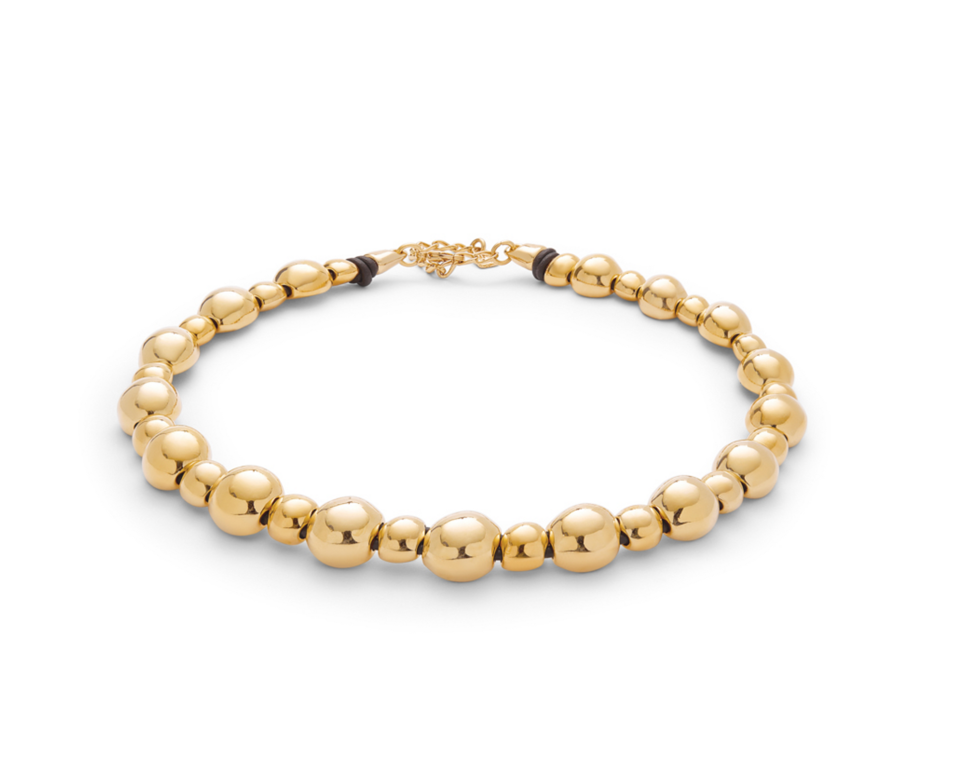 Ser Intrepida 18K Gold Plated Bead in Two Different Size Necklace | Uno de 50 | Luby 