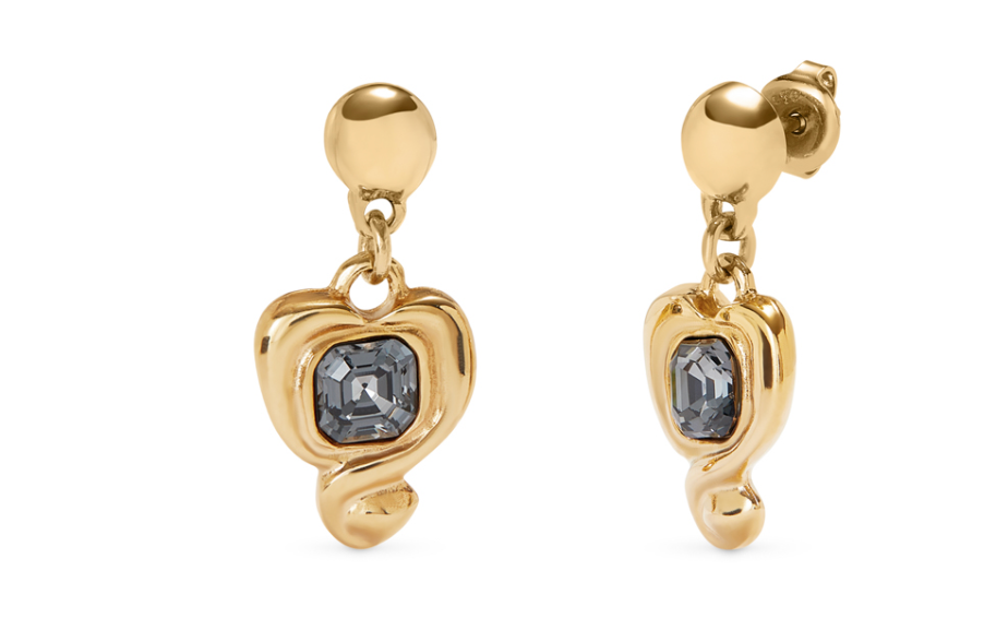 Ser Expresiva- 18K Gold-Plated Heart Black Earrings | Uno de 50 | Luby 