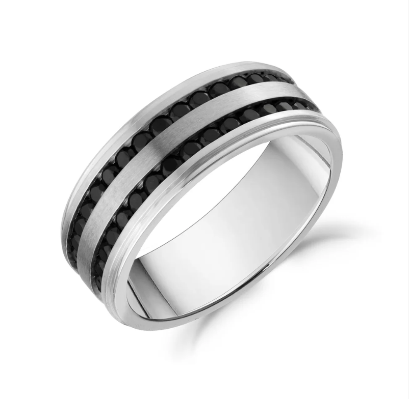 DOUBLE ROW CHANNEL-SET BLACK C.Z. BAND (8MM) | ARZ Steel | Luby 