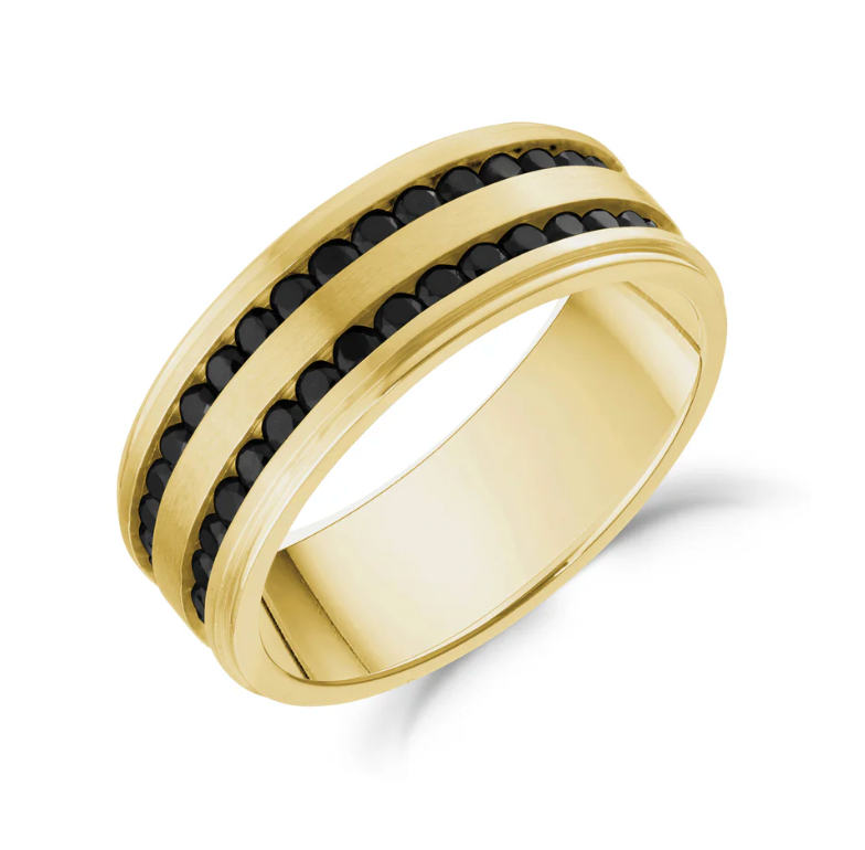 DOUBLE ROW CHANNEL-SET BLACK C.Z. BAND (8MM) | ARZ Steel | Luby 