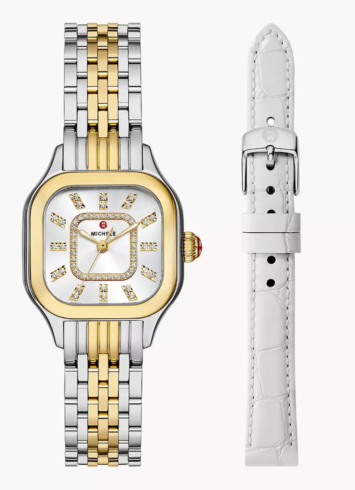 Meggie Two-Tone 18K Gold-Plated Diamond Dial Watch Gift Set | Michele | Luby 