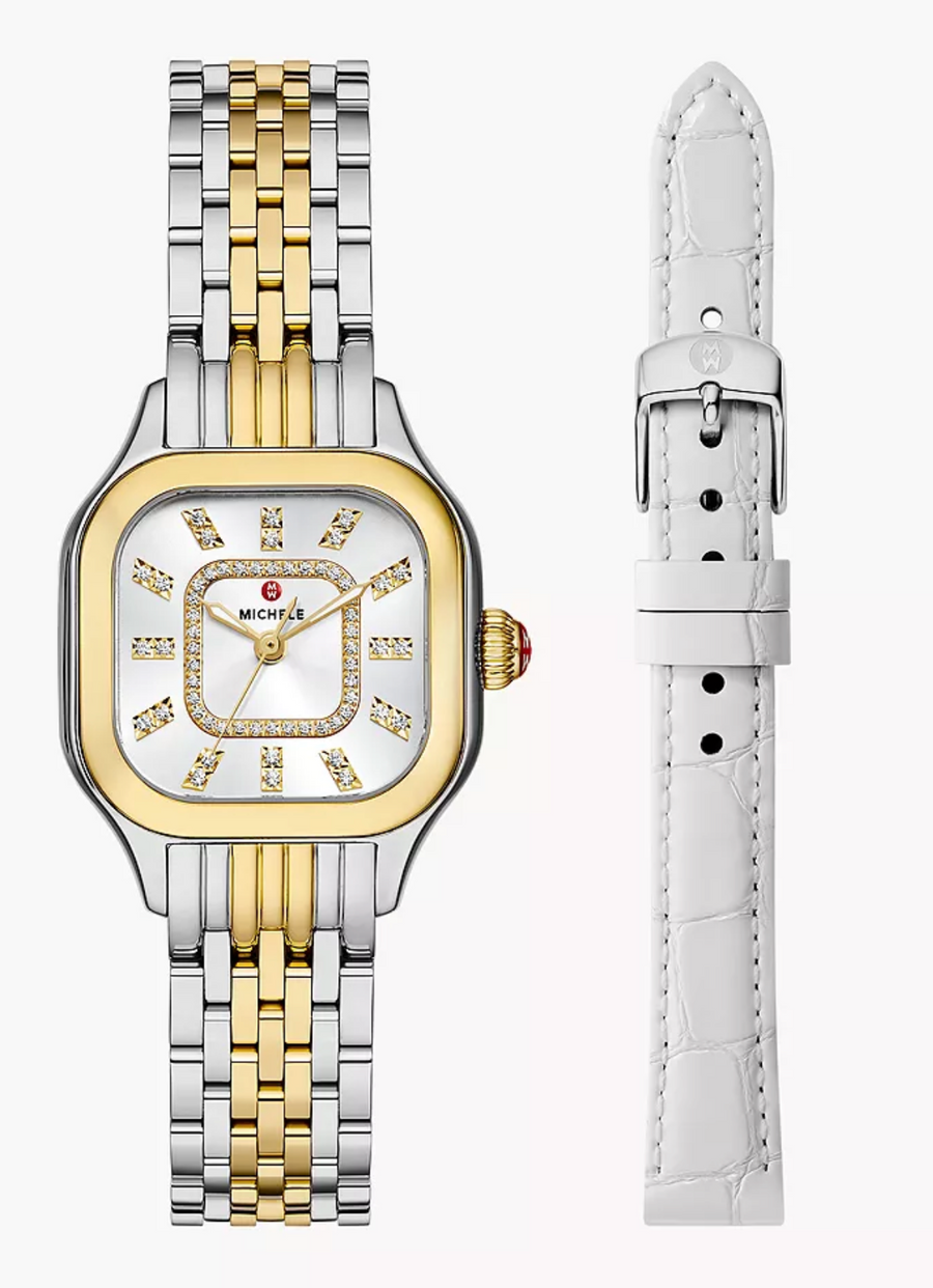 Meggie Two-Tone 18K Gold-Plated Diamond Dial Watch Gift Set