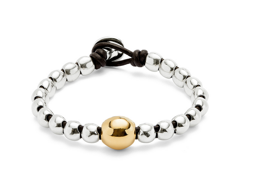 Ser Intrepida Leather Ball Two Tone Bracelet
