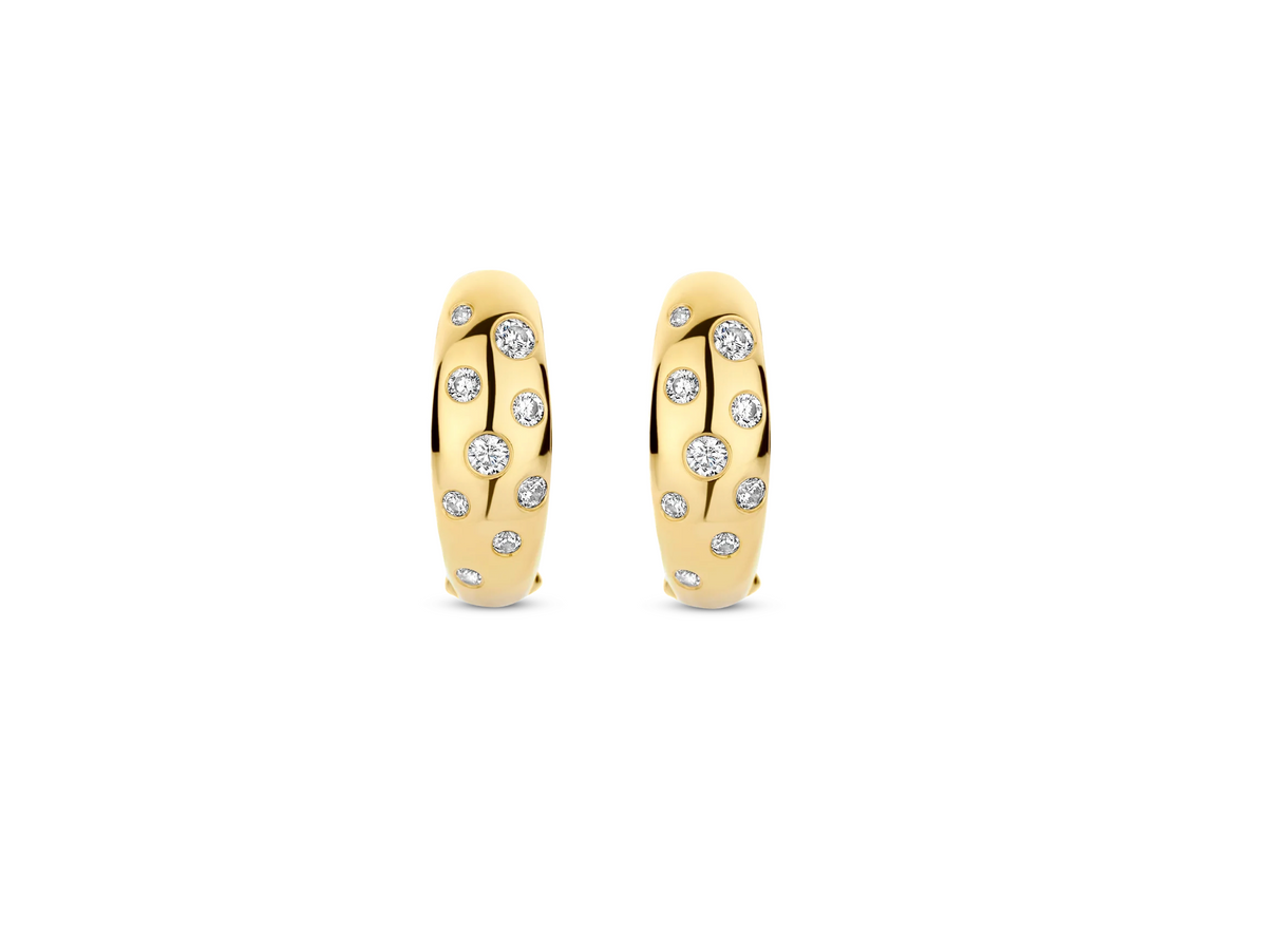 I SENTO Gold-Plated Silver Stardust Hoop Earrings 78006ZY | Ti Sento Milano | Luby 