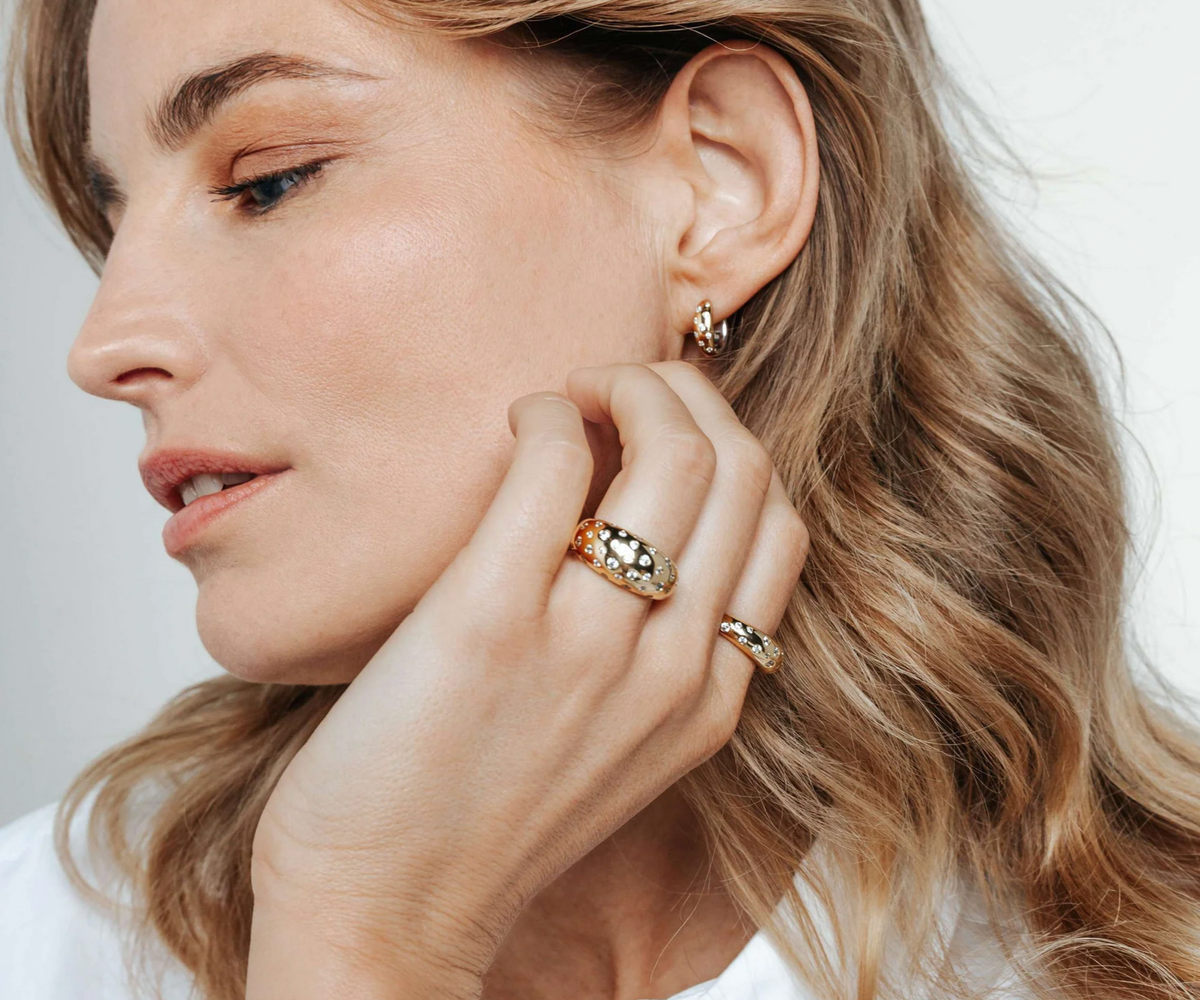 I SENTO Gold-Plated Silver Stardust Hoop Earrings 78006ZY | Ti Sento Milano | Luby 